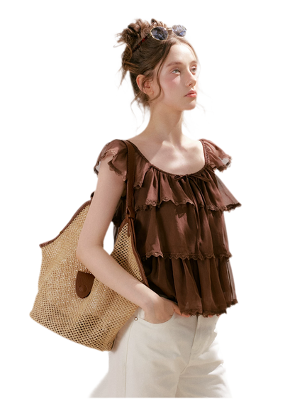 Tiered Ruffle Chiffon Blouse