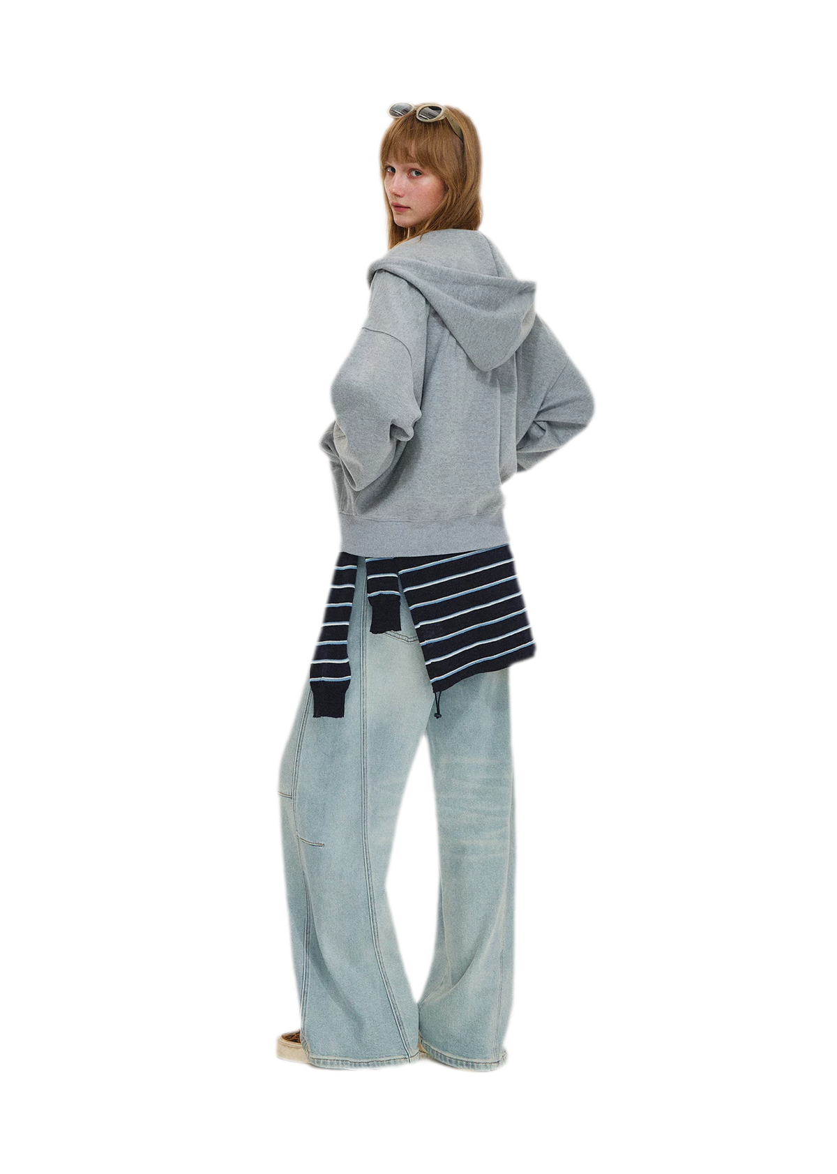 Texturierte Hoodie-Jacke mit Puff-Print