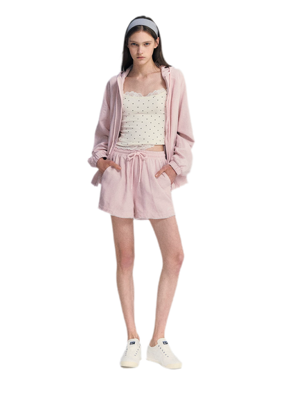 Lace Trim Drawstring Set