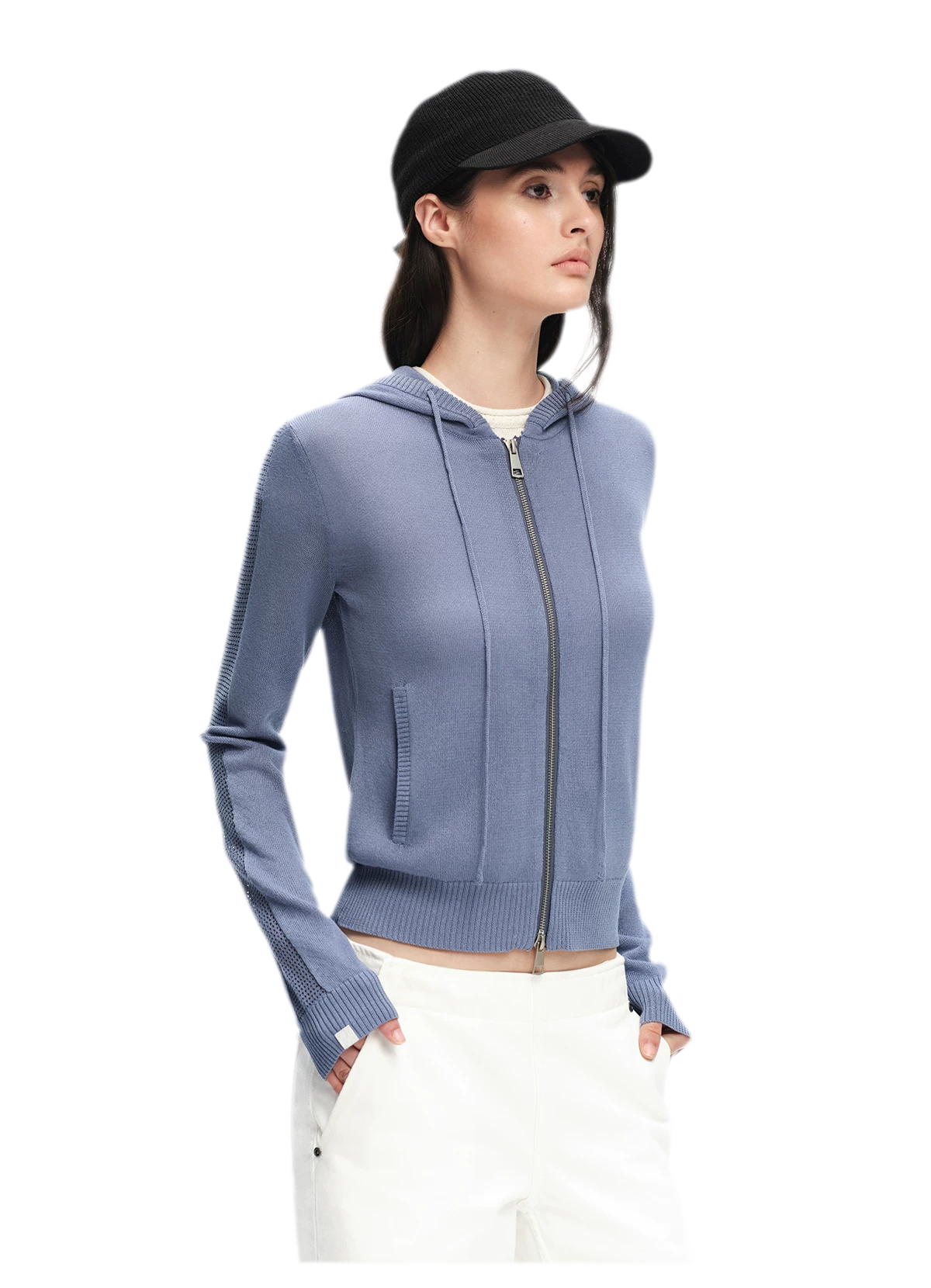 Viscose Honeycomb Hooded Cardigan