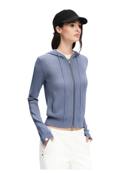 Viscose Honeycomb Hooded Cardigan