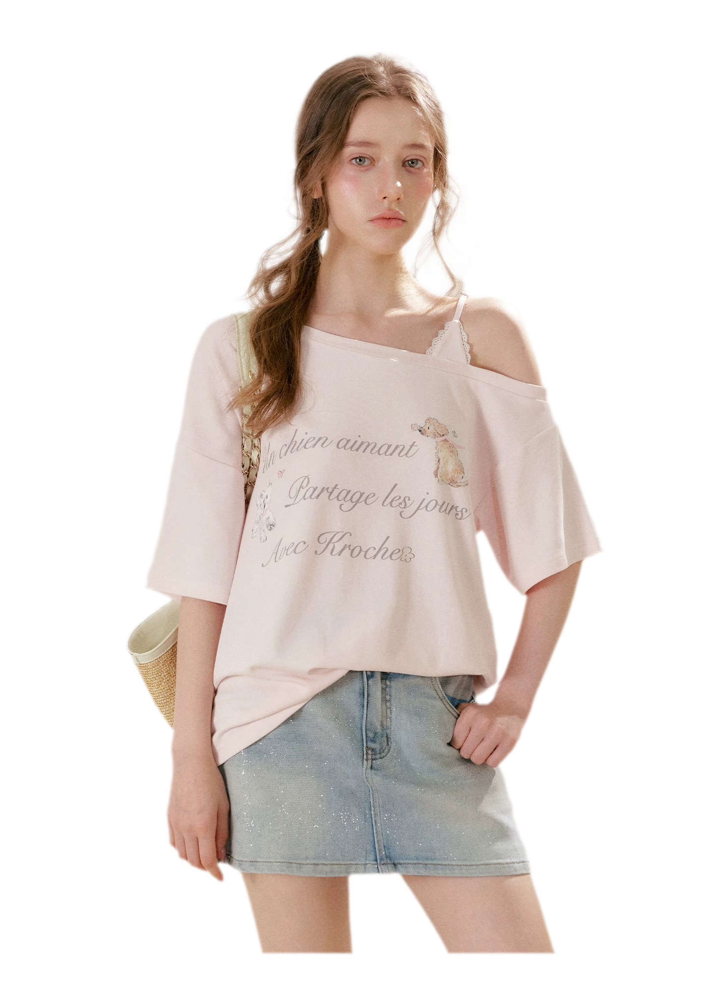 Shiny Denim A-line Skirt