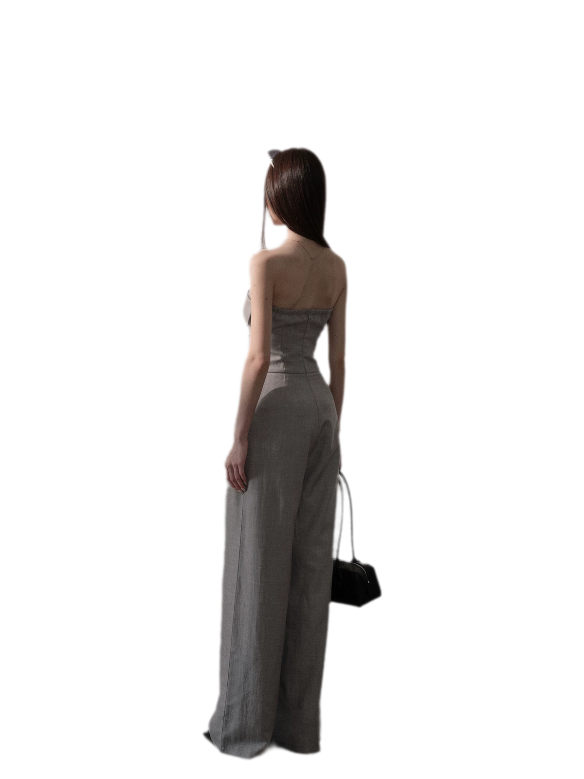 Lined Three-Button Bandeau Jumpsuit