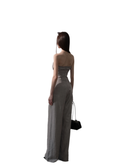 Lined Three-Button Bandeau Jumpsuit