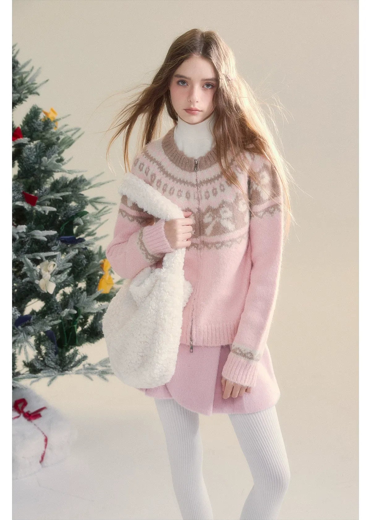 Fair Isle Bow Knit Sweater