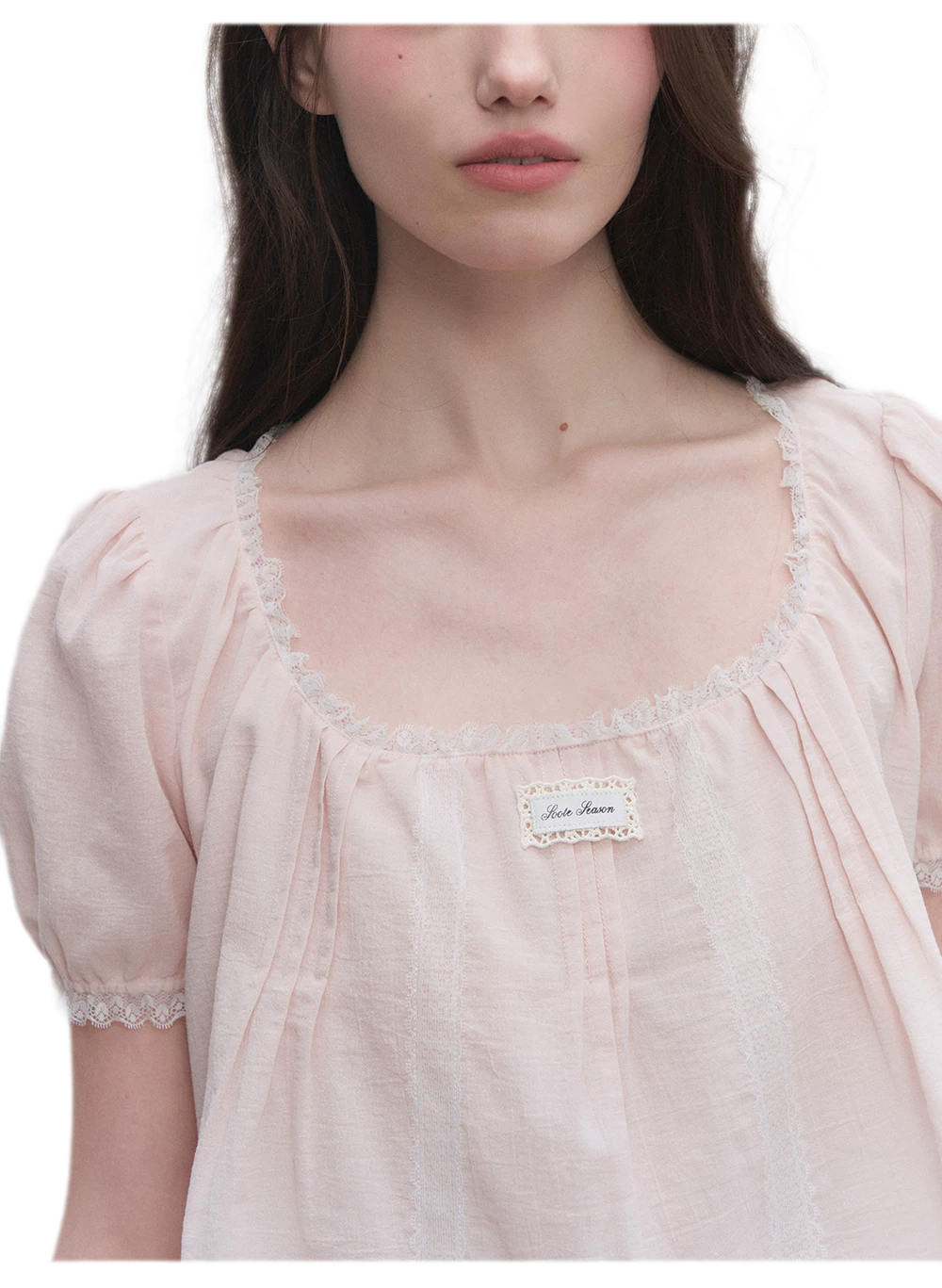 Cotton Lace Trim Cropped Top