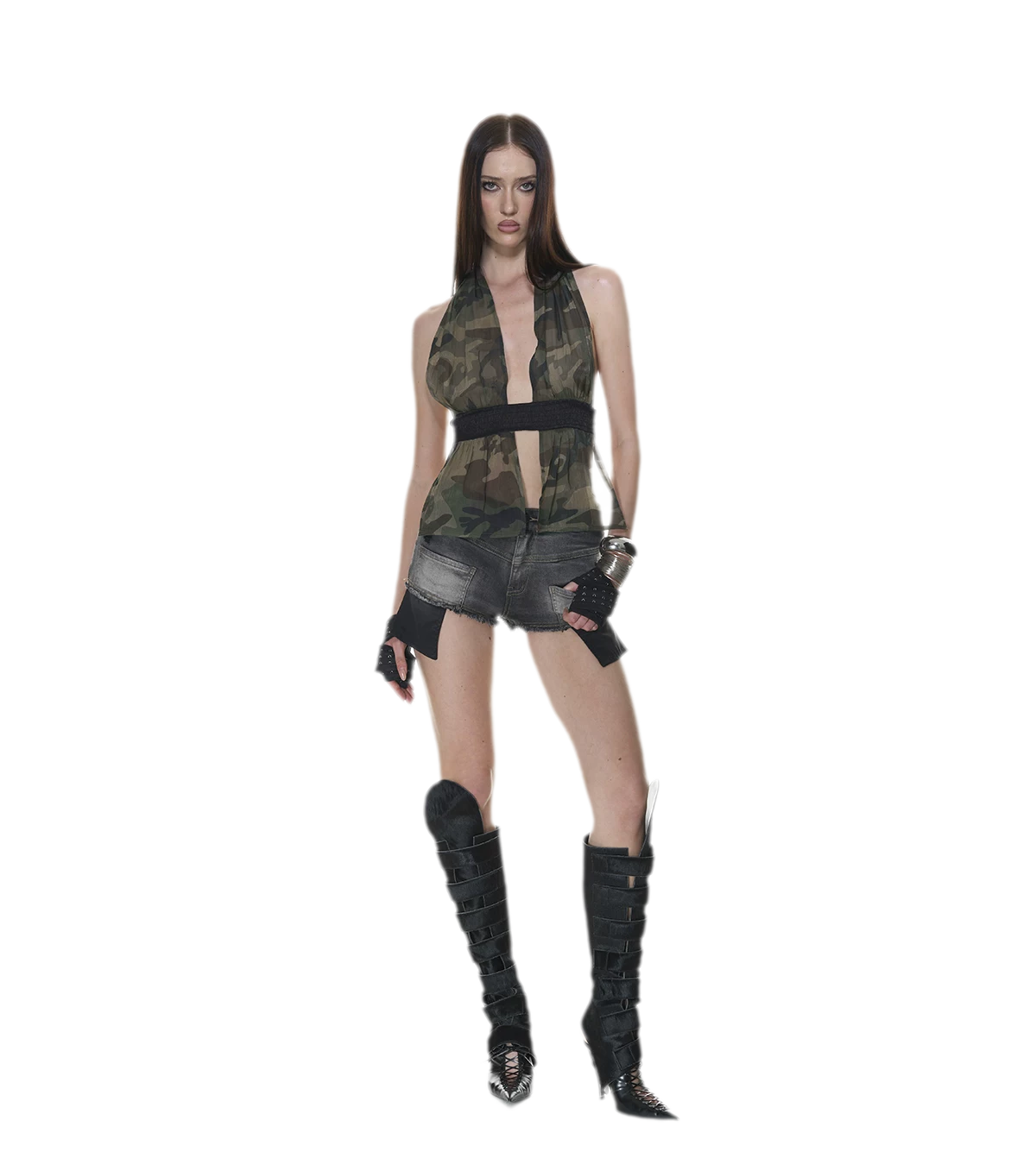 Mesh Halter Backless Top