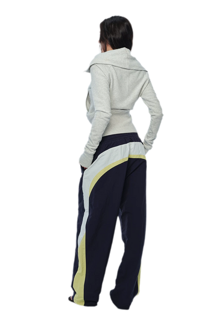 Color-Block Cropped Tracksuit Set