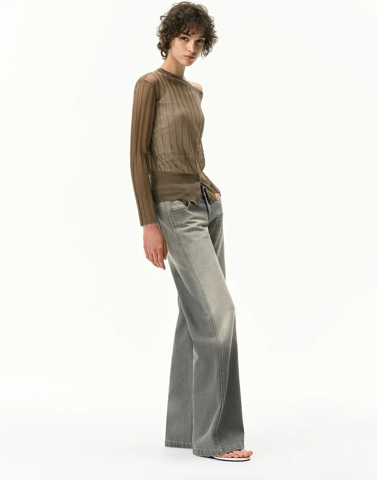 Distressed Gray Straight Jeans