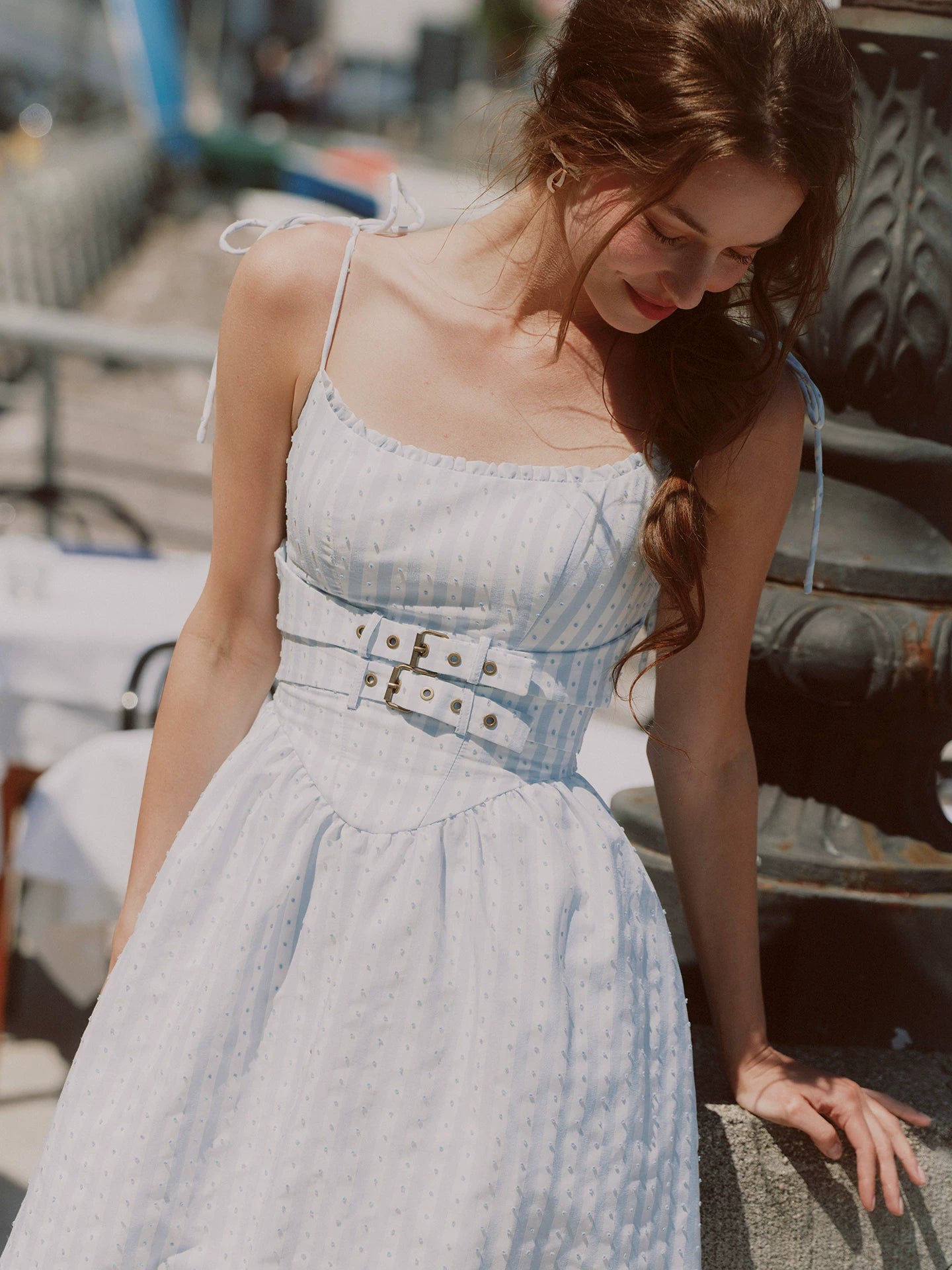 Striped Jacquard A-Line Dress
