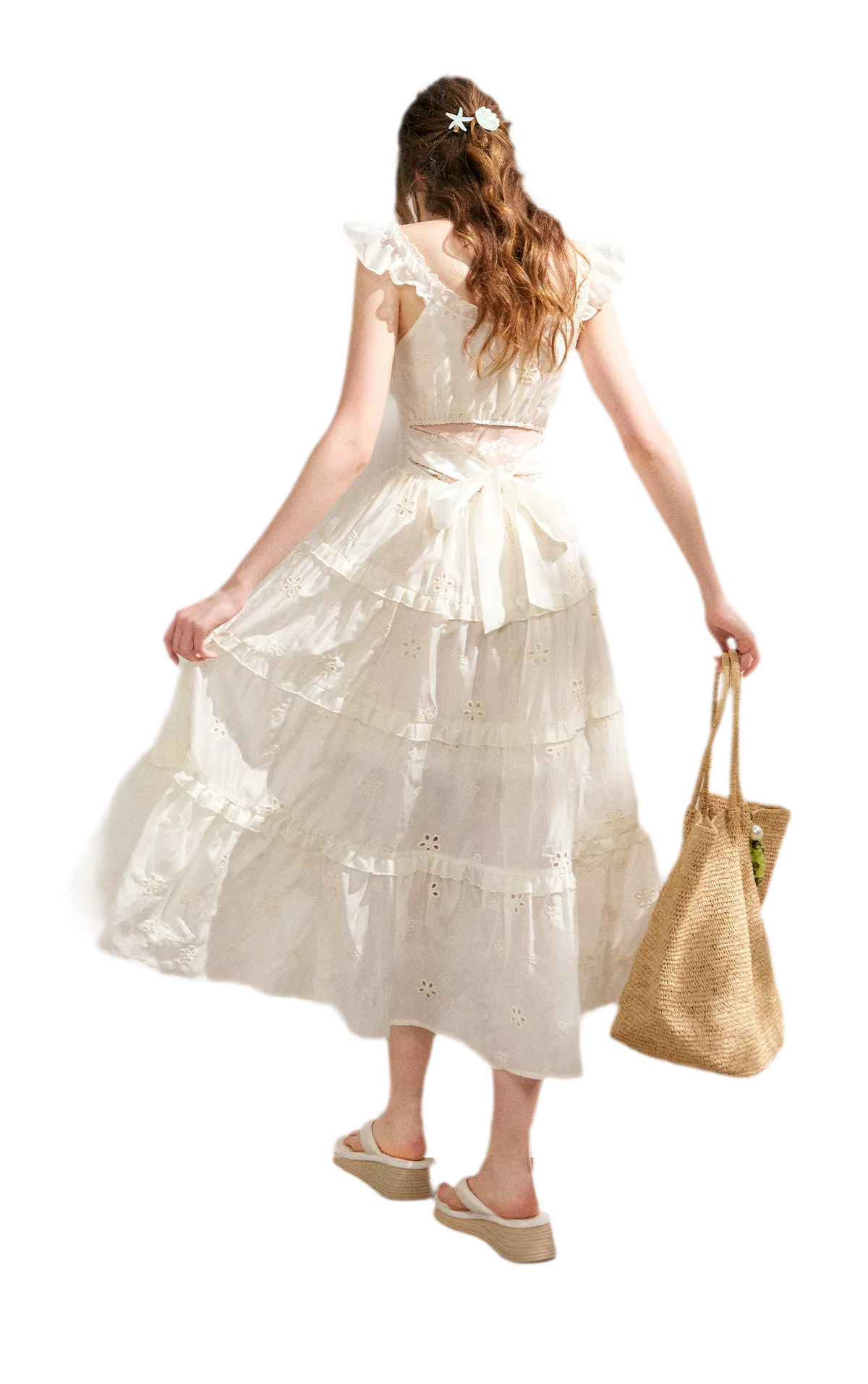 Embroidered Floral Tie-Waist Dress