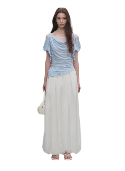 Tencel Lace Cowl Neck Top