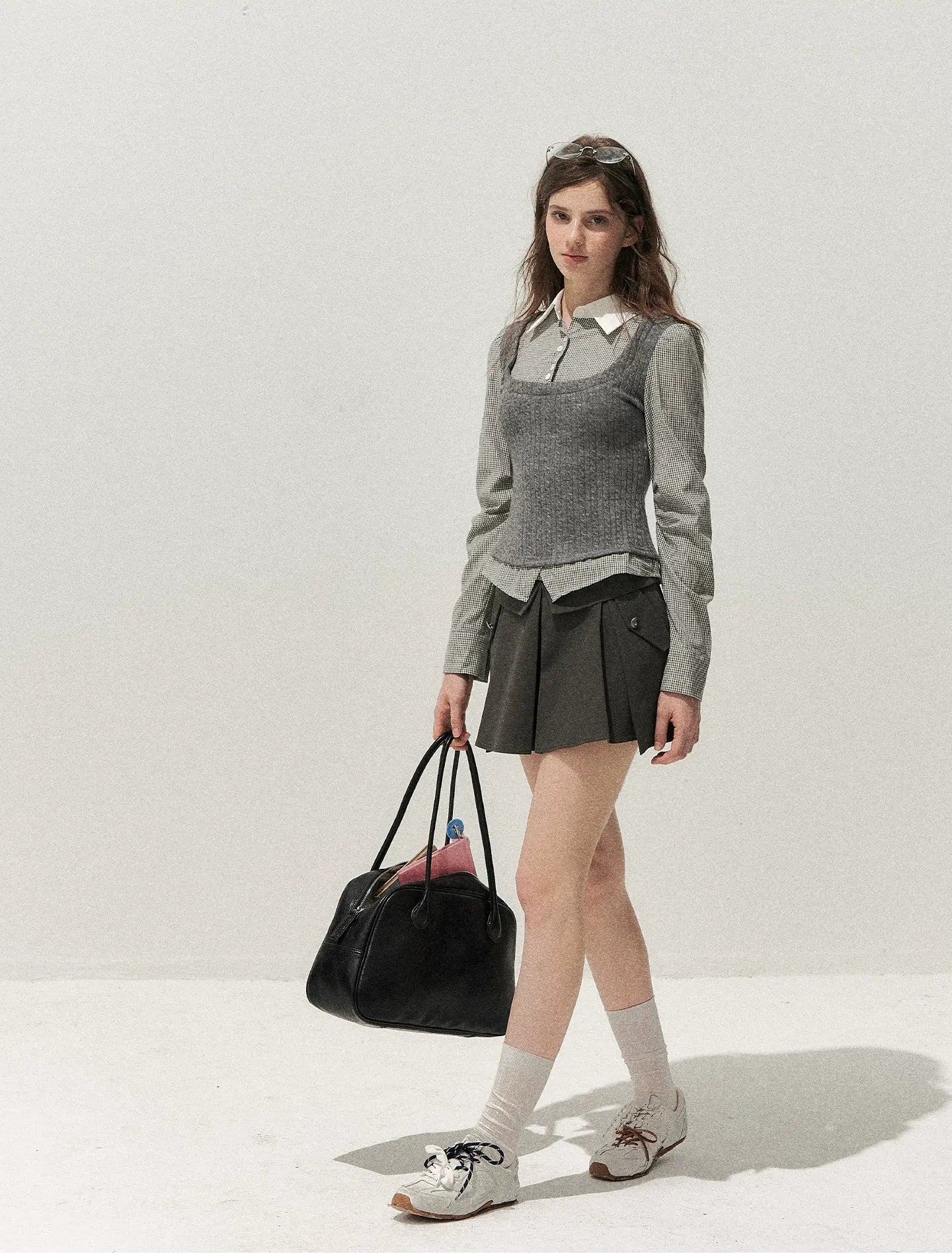 Lyocell Cotton Pleated Mini Skirt