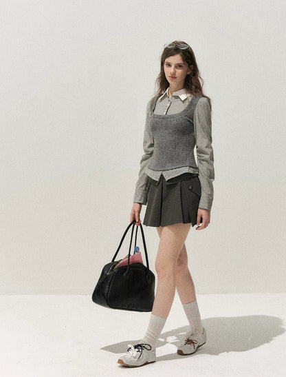 Lyocell Cotton Pleated Mini Skirt