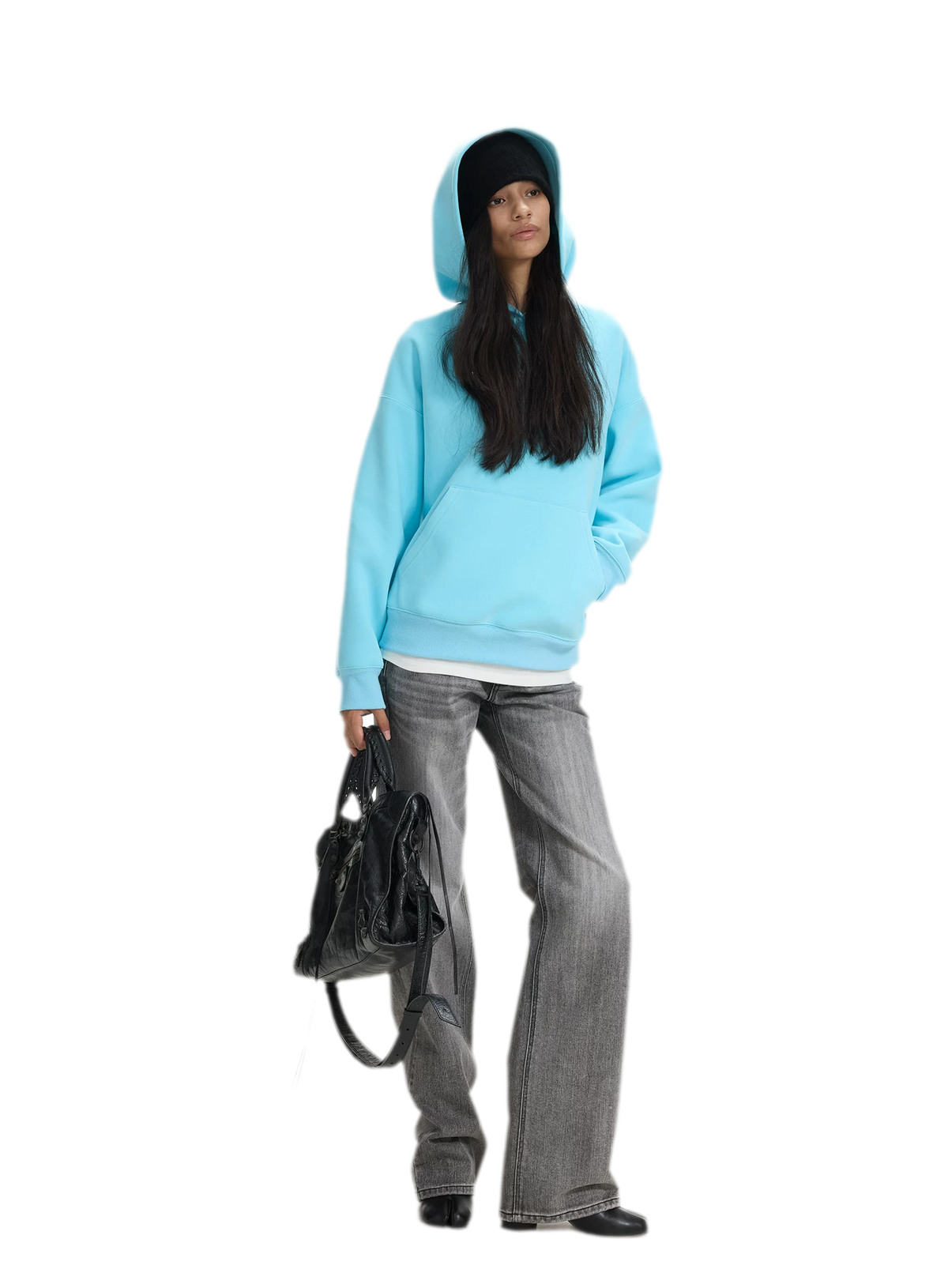 Brushed Hooded Cropped Sweatshirt