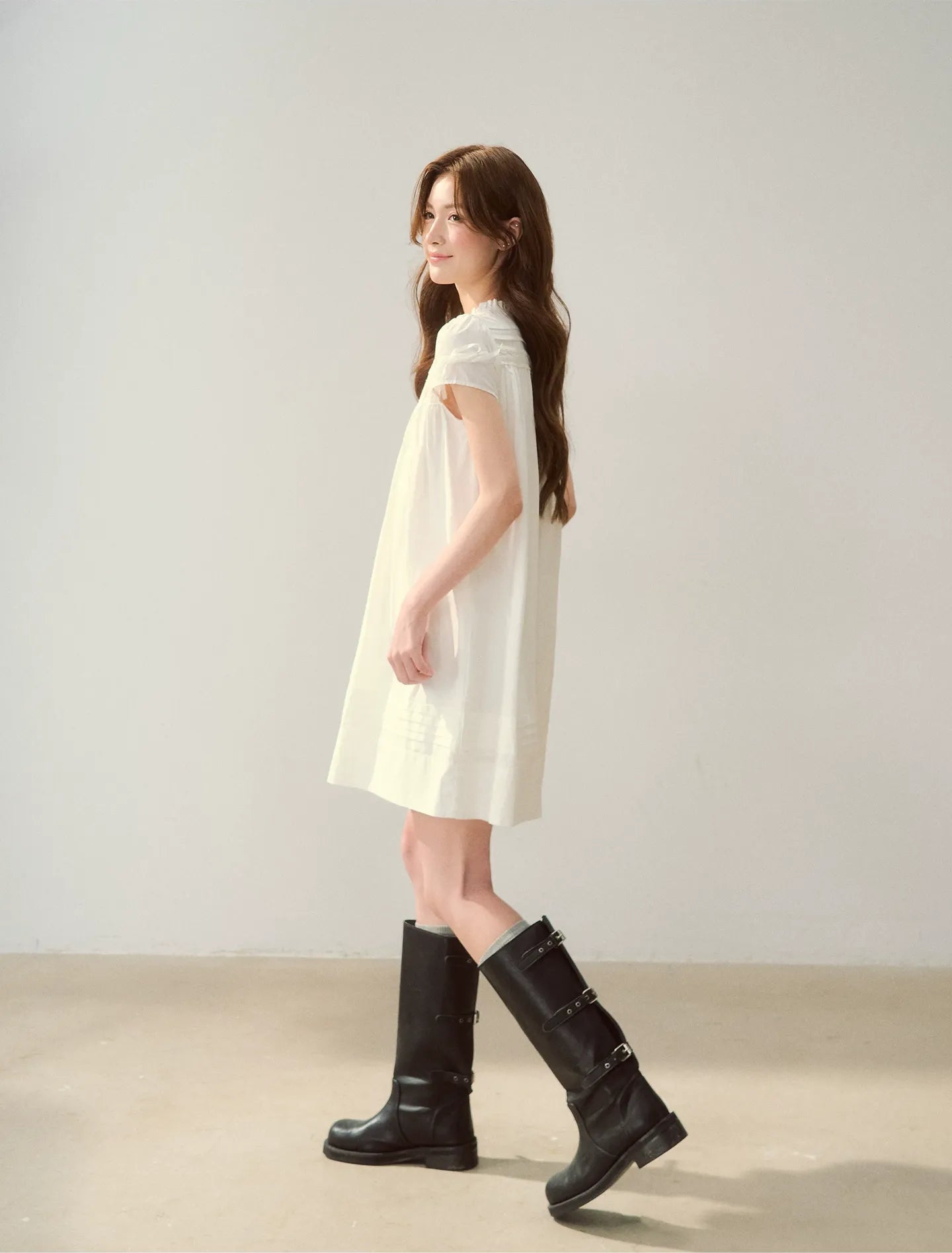 Embroidered Ruffle Dress