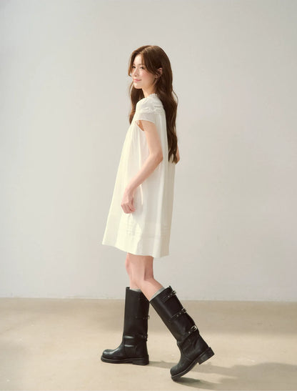 Embroidered Ruffle Dress
