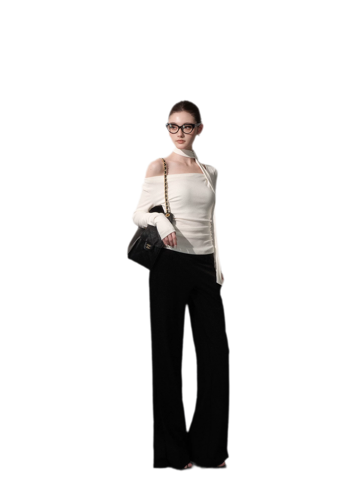 Ribbon Asymmetric Knit Top