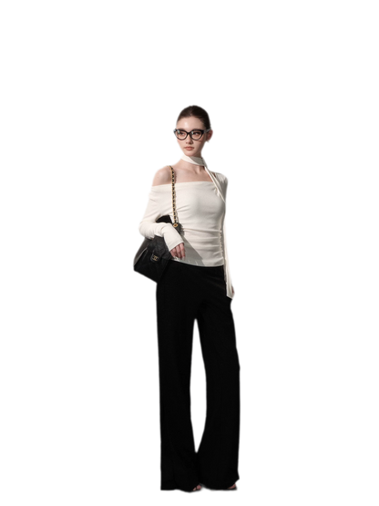 Ribbon Asymmetric Knit Top
