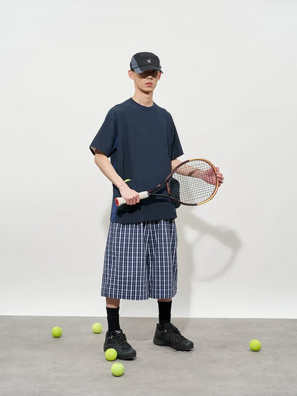 Detachable Check Straight-Leg Trousers