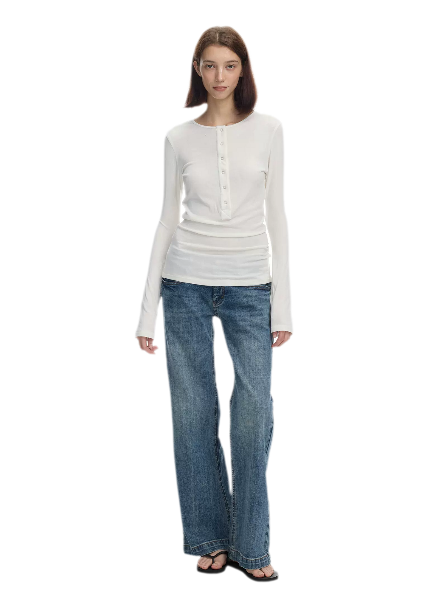 Lyocell Wool Six-Button Henley