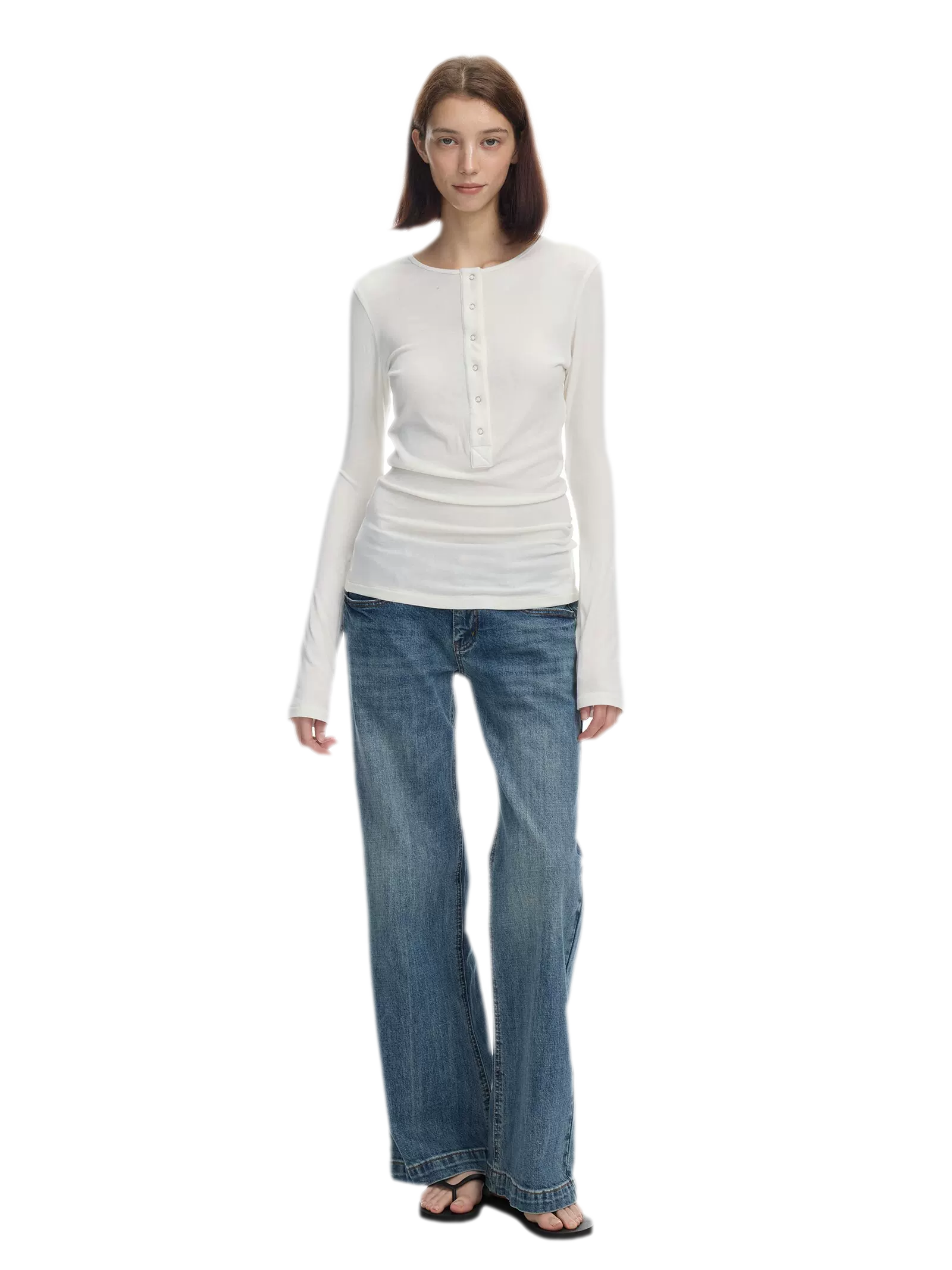 Lyocell Wool Six-Button Henley