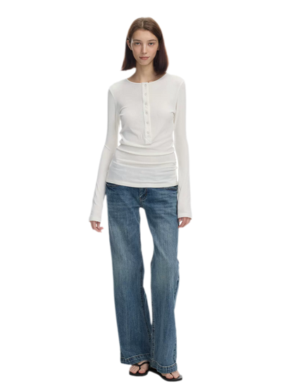 Lyocell Wool Six-Button Henley