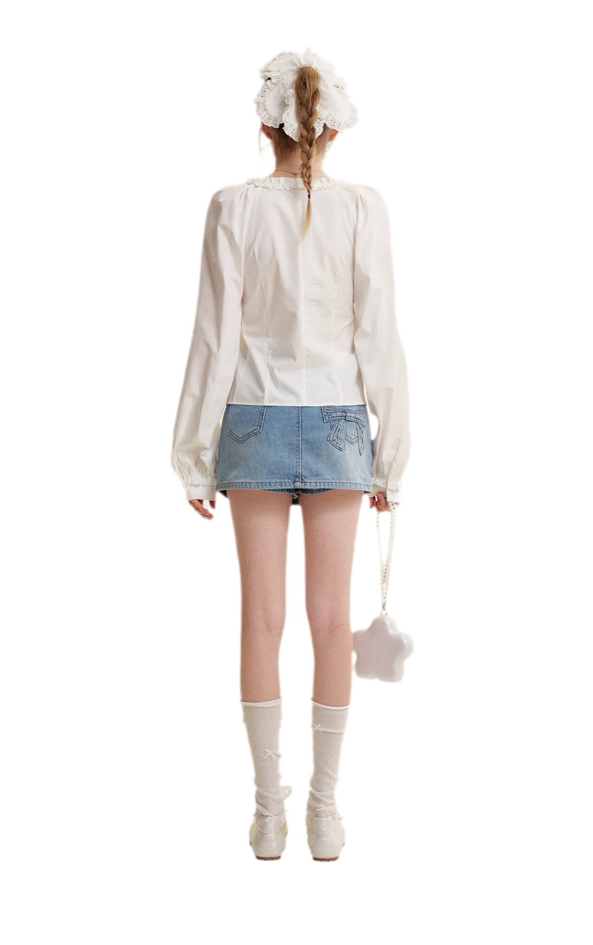 Bow A-Line Denim Skirt