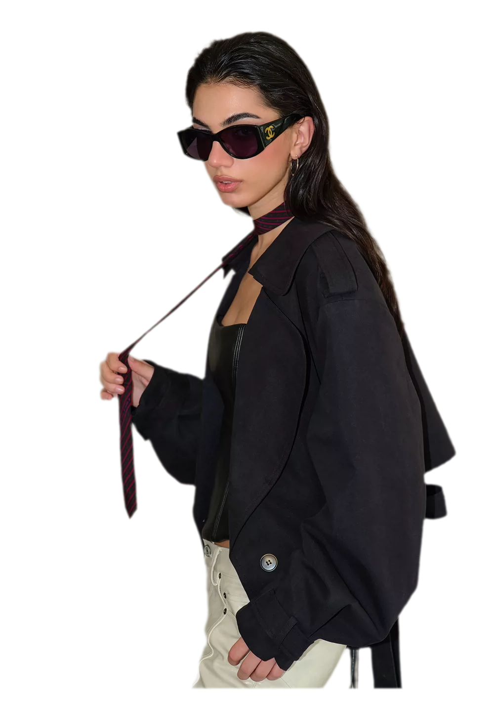 Cropped Belted Trench Jacket