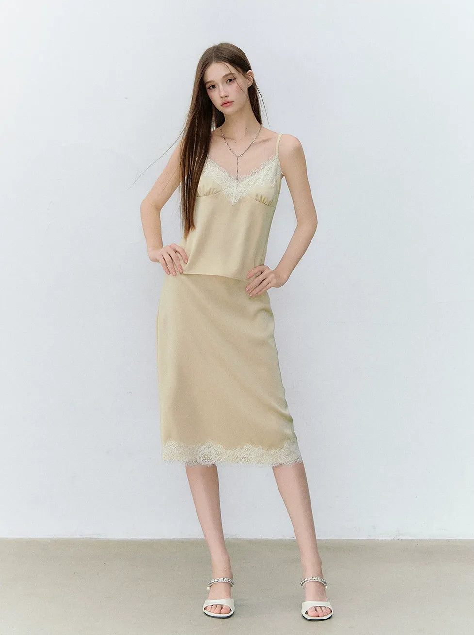 Southern France Polka Dot Lace Camisole &amp; Skirt