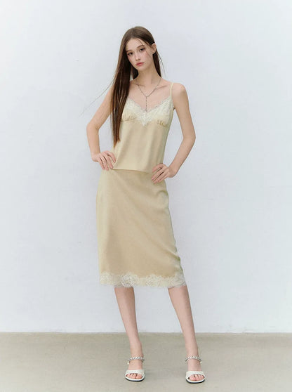 Southern France Polka Dot Lace Camisole &amp; Skirt