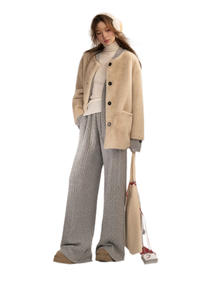 Wool-Blend Cable-Knit Hooded Set