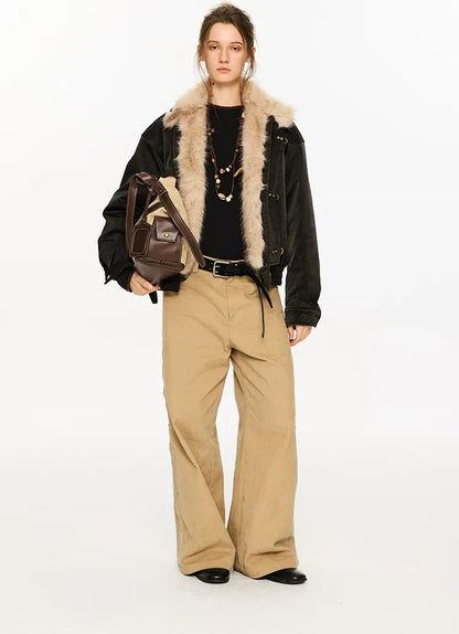 Pearlescent PU Fur-Lined Harrington Jacket