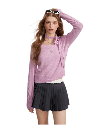 Openwork Reversible Knit Top