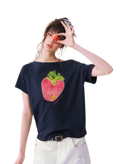 Dopamine Strawberry One-Shoulder Tee