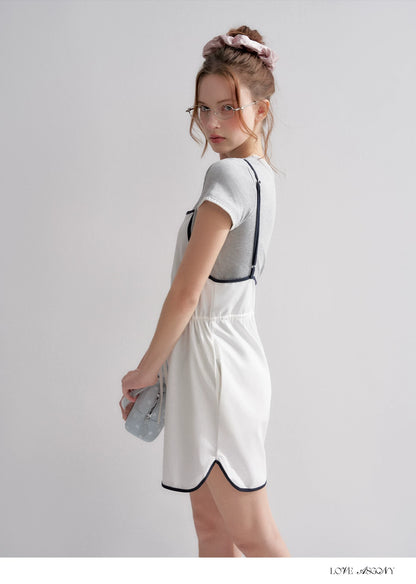 Contrast Piping Drawstring Waist Jumpsuit