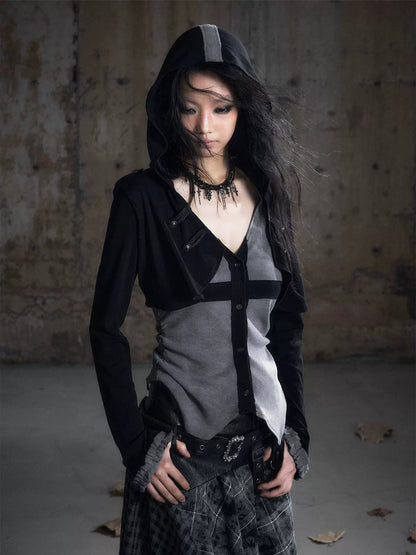 Faux Two-Piece Knit Cardigan