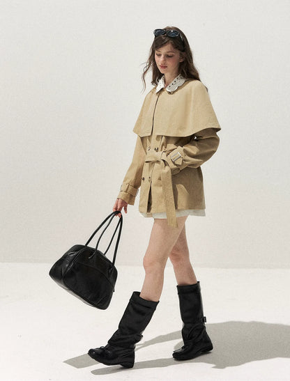 Crochet Cape Trench Coat