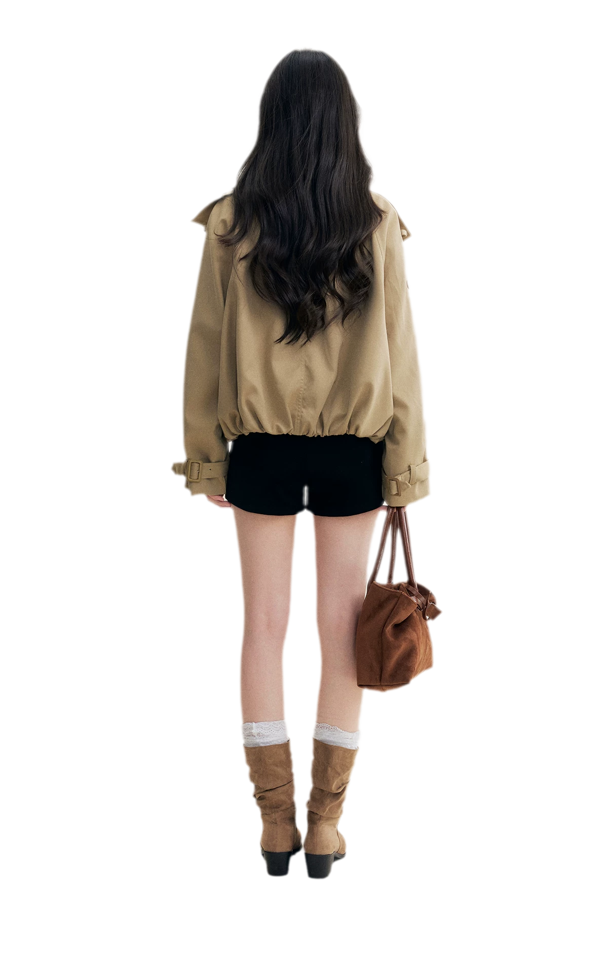Oversized Cropped Double-Breasted Trench Coat