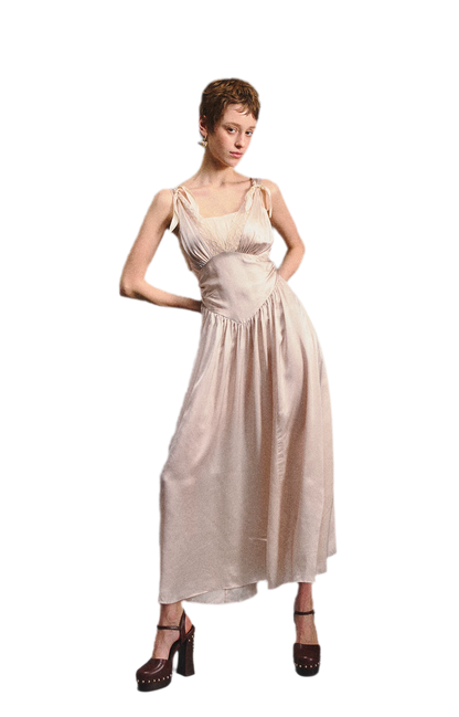 Lace Tie Satin Dress