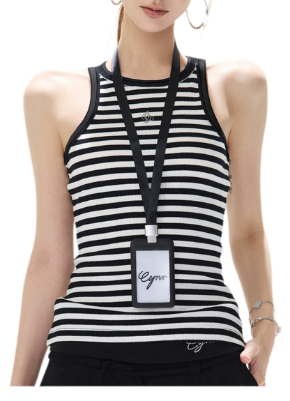 Striped Halter Rib Top