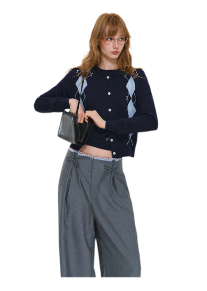 Wool Argyle Knit Set
