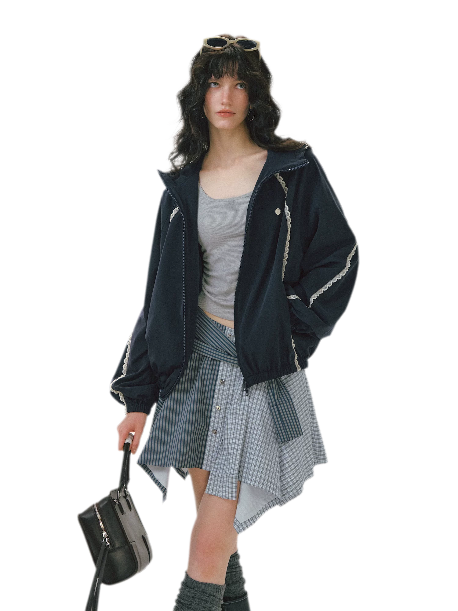 Lace Panel Hooded Jacket