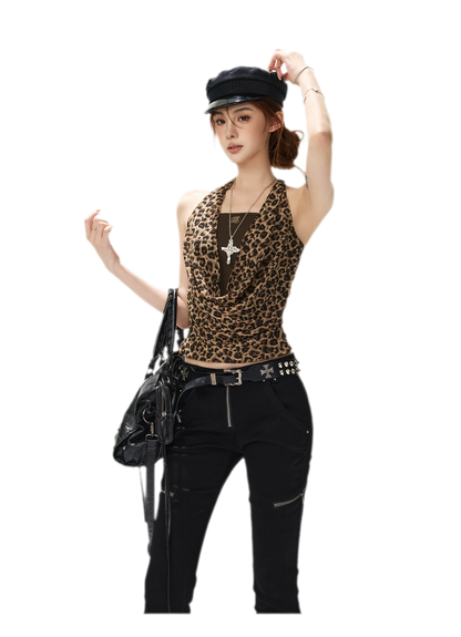 Leopard Sheer Halter Top