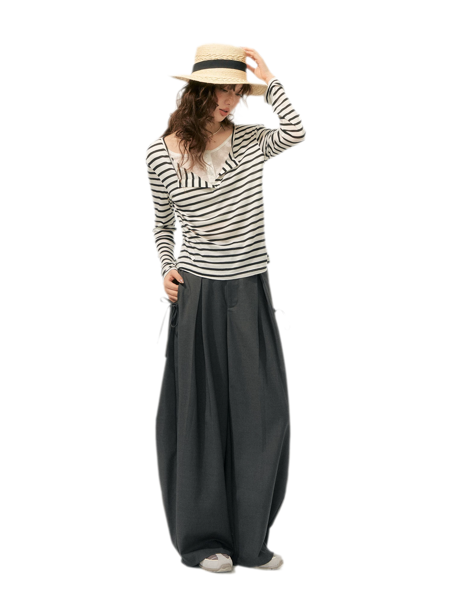 Layered Striped Knit T-Shirt