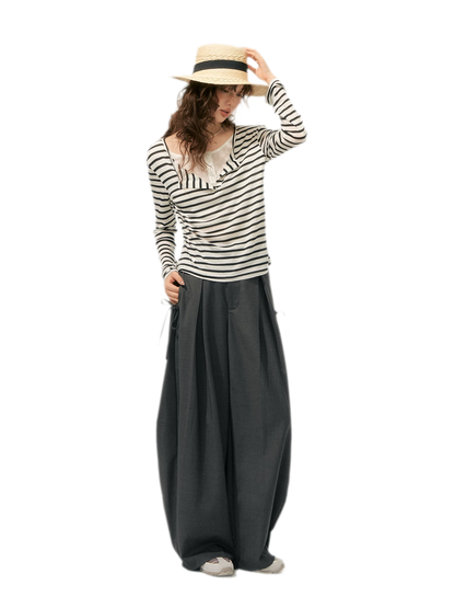 Layered Striped Knit T-Shirt