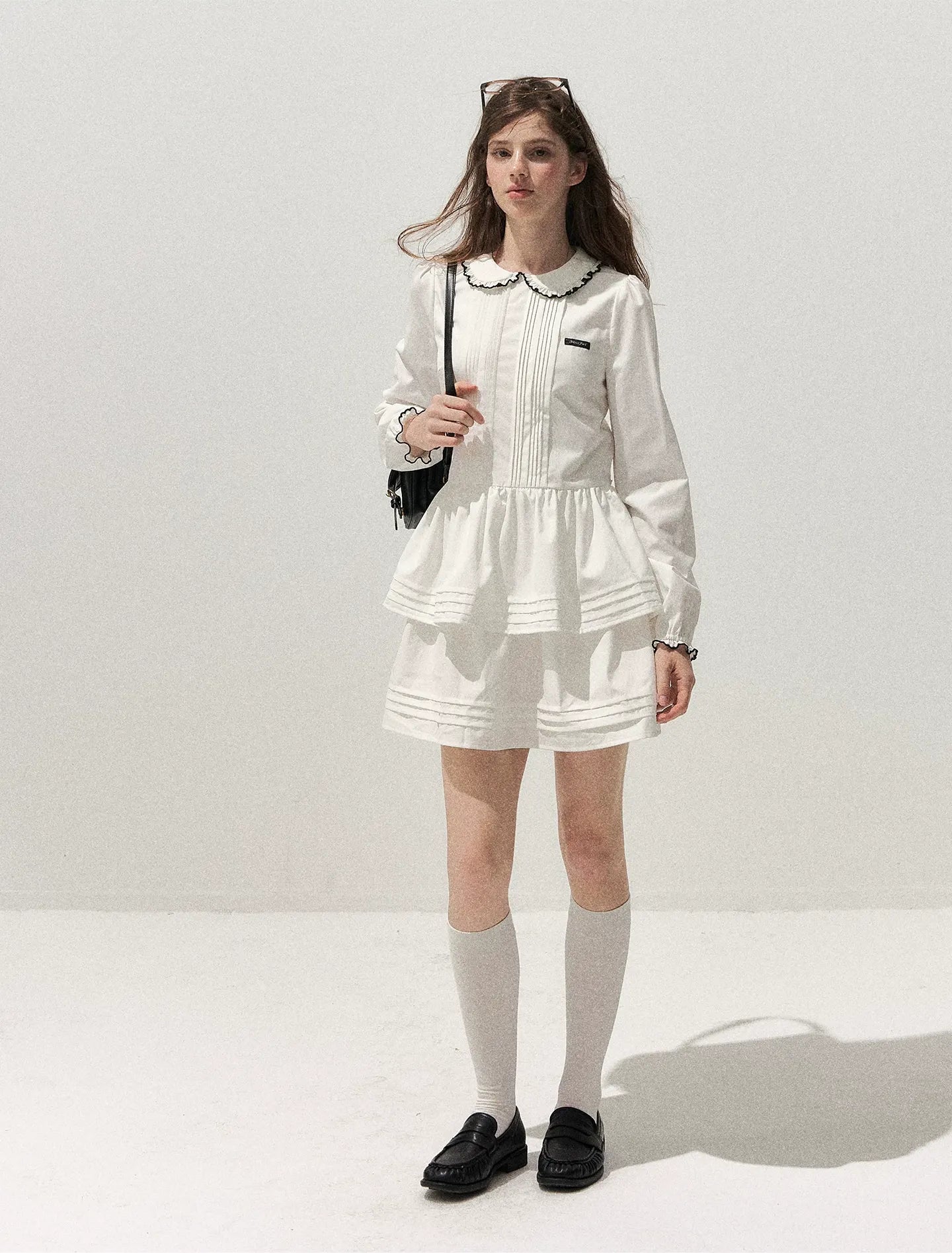 Pleated Peter Pan Collar Dress