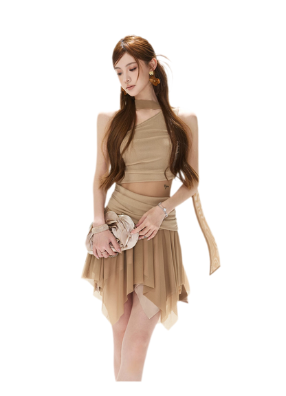 Mesh Drape Mini Dress
