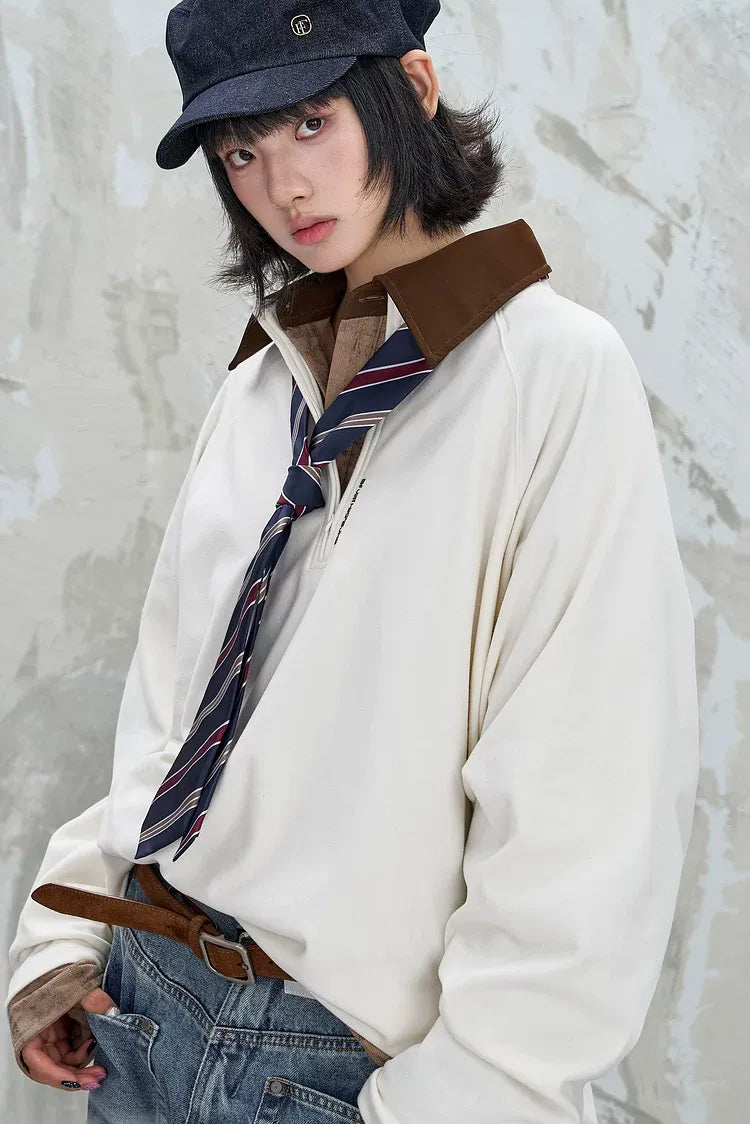 Vintage Oversized Half-Zip T-Shirt