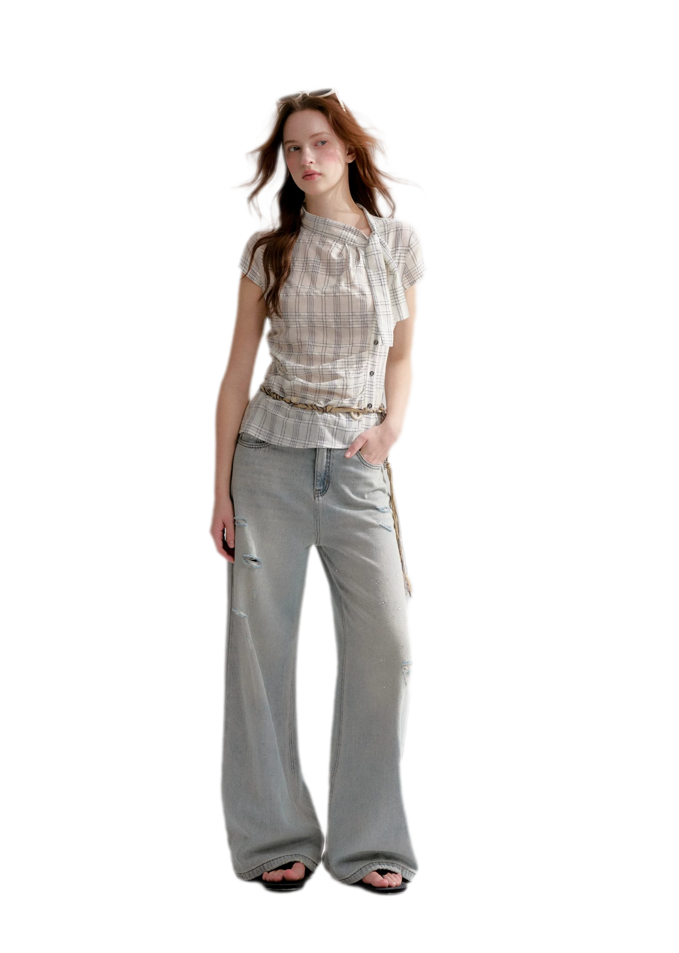 Washed Rhinestone Jeans
